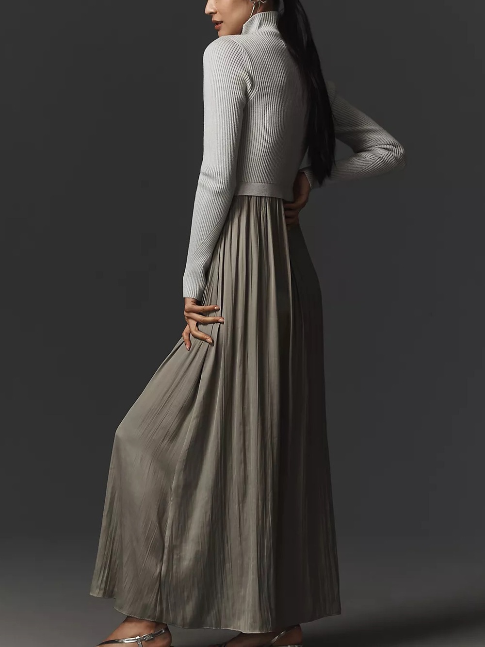 ANTHROPOLOGIE Thea Long-Sleeve Twofer Maxi Dress SZ 1X - Picture 8 of 15
